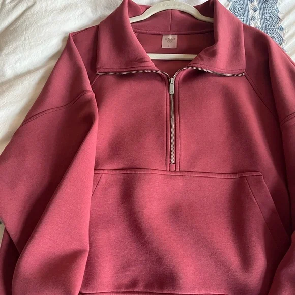 CALIA Soft Scuba 1/4 Zip Pullover in Red Nectar - Picture 4 of 4